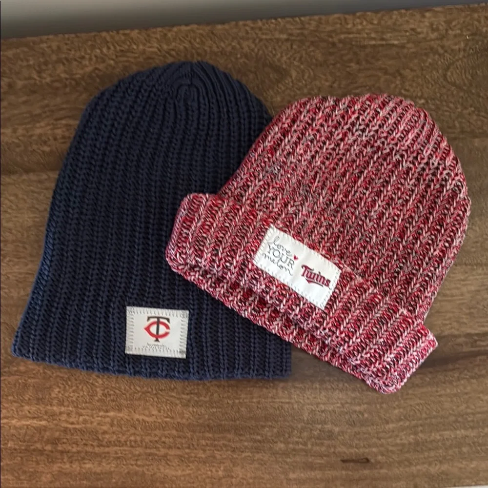 Love Your Melon Blue and Red MN TWINS Ribbed Knit Beanies - Picture 2 of 7